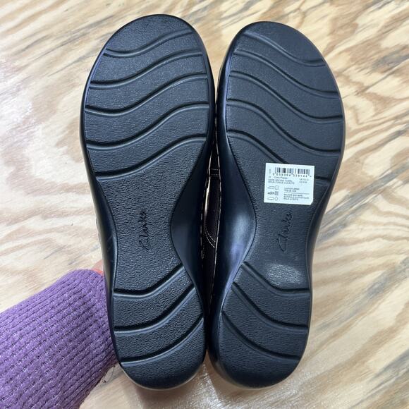 Clarks Cora Poppy Womens Loafers Brown Leather Casual Slip On Flat Shoes Size 8M - Picture 11 of 11